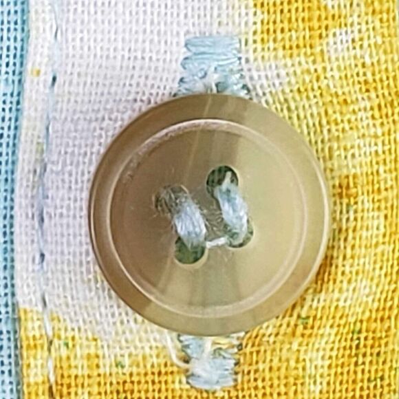 Catherines Shirt Womens Size 2X 22/24 Lemons Linen 3/4 Sleeve Button Up Teal - Picture 4 of 8